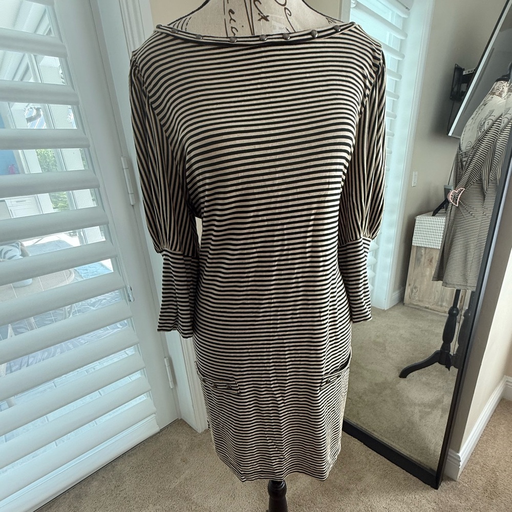 Striped Black and White Dress - Adorable with leggings and boots or alone.